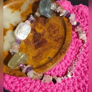 A Natural Candy Fluorite Paired with a Colorful Stone Bracelet Each Piece Is Unq